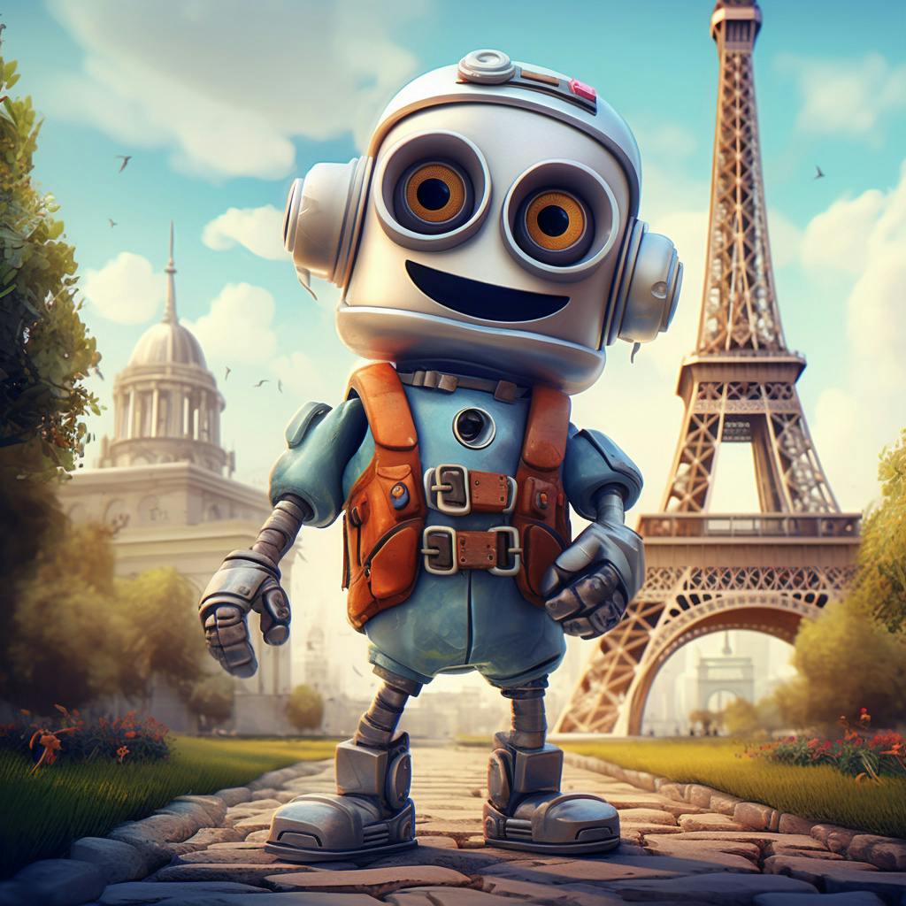 illustration of a robot in paris