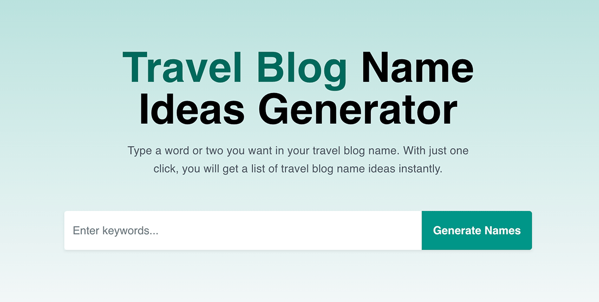 travel blogger name generator